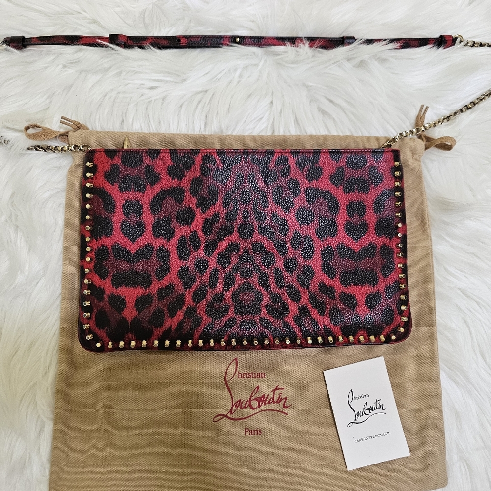 Pre-loved Authentic Christian Louboutin Red Leopard 2WAY Bag - Picture 3 of 17